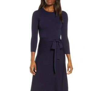 Eliza J Fit and Flare Navy Blue Sweater Dress Small